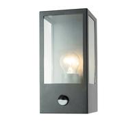 Happy Homewares Modern Outdoor PIR Sensor Wall Light Fitting with Box Lantern Shape IP44 Rated