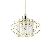 Happy Homewares Modern Pendant Lamp Shade With Clear Acrylic Rectangular Prims And Gold Frame