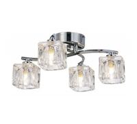 Happy Homewares Modern Polished Chrome 4-Bulb Ceiling Light with Square Clear Ice Cube Shades