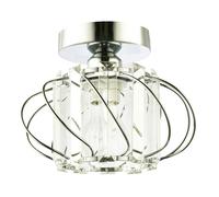 Happy Homewares Modern Polished Chrome Ceiling Light Fitting with Clear Crystal Glass