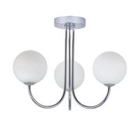 Happy Homewares Modern Ceiling Light Fitting with Opal Swirl Globe Glass Shade in Silver Happy Homewares Silver