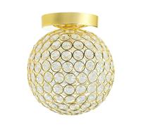 Happy Homewares Modern Plated Polished Gold and Clear Beaded Glass IP44 Rated Globe Bathroom Ceiling Light | 21cm x 17cm