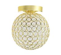 Happy Homewares Modern Polished Gold And Beaded Glass Ip44 Bathroom Ceiling Light