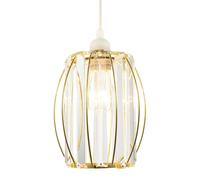 Happy Homewares Modern Polished Gold Pendant Lighting Shade with Clear Glass Prisms Happy Homewares Gold
