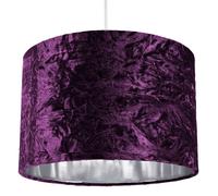 Happy Homewares Modern Purple Crushed Velvet 12" Table/Pendant Lampshade with Shiny Silver Inner