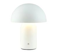 Contemporary Rechargeable 35cm Mushroom Table Lamp in Mat White - 2m USB-C Cable Included | 3-Step Touch Dimmer | 5200mAh Power | 5w 3000k LED by Happy Homewares