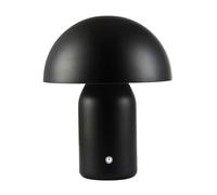 Happy Homewares Modern Rechargeable Mushroom Table Lamp in Mat Black - USB-C Cable Included | 3-Step Touch Dimmer | 3600mAh Power | 3w 3000k LED