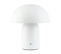 Happy Homewares Modern Rechargeable Mushroom Table Lamp in Mat White - USB-C Cable Included | 3-Step Touch Dimmer | 3600mAh Power | 3w 3000k LED