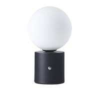 Modern Rechargeable Touch Black Table Lamp with Globe Glass Shade - USB-C Cable Included | 3-Step Touch Dimmer | 3600mAh Power | 3w 3000k LED by Happy Homewares