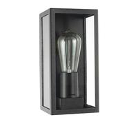 Happy Homewares Modern Rectangular Outdoor Lantern Wall Light Fitting in Matte Black with Clear Glass IP44 Rated | 1 x 11w | 24cm x 12cm x 12cm