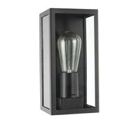 Happy Homewares Modern Rectangular Outdoor Lantern Wall Light in Matte Black with Clear Glass
