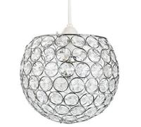 Modern Round Globe Easy Fit Pendant Shade with Small Transparent Acrylic Bead Jewels | 18cm Diameter | 60w Maximum | Simple Installation by Happy Homewares