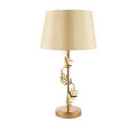 Modern Satin Gold Lamp with Twisting Floral Decor and Linen Fabric Shade Happy Homewares Gold One Size