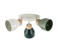 Happy Homewares Modern Scandinavian Style Spot Ceiling Light in Dove Grey and Olive and Forest Green with Rubber Wood Trims | 16cm x 23cm