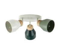 Happy Homewares Modern Scandinavian Style Spot Ceiling Light in Dove Grey and Olive and Forest Green with Rubber Wood Trims | 16cm x 23cm