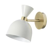 Happy Homewares Modern Scandinavian Styled Soft Cream and Brushed Gold Wall Lamp Fitting with Adjustable Spot Shade | 20cm x 16cm x 21cm