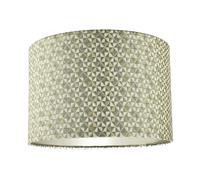 Modern Silver and Gold Cotton Lamp Shade with Squares and Diamonds Happy Homewares Silver 12 inches