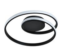 Happy Homewares Modern Designer Single Looping Strip Semi-Flush Energy Saving LED Ceiling Light Fixture in Matte Black Sand | 19w = 75w | 3000k Warm White | 1100 Lumens | IP20 Rated