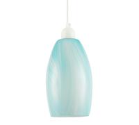 Happy Homewares Modern Sky Blue Marble Stripe Effect Glass Cylindrical Pendant Shade