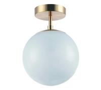 Happy Homewares Modern Opal White Snowflake Glass Globe IP44 Bathroom Ceiling Light Fitting in Classic Antique Brass | 28cm x 20cm