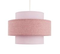 Happy Homewares Modern Herringbone Linen & Cotton Triple Tier Design Pendant Shade in Pink Happy Homewares Pink