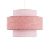 Happy Homewares Modern Soft Pink Herringbone Linen Triple Tier Design Pendant Shade