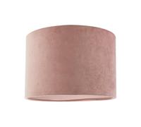 Happy Homewares Modern Soft Velvet Blush Pink Fabric Round 30cm Drum Lamp Shade | for Lounge Bedroom Dining Room etc | Inner Cotton Lining