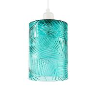 Happy Homewares Modern Teal Embossed Glass Pendant Shade with Pressed Leaf Pattern