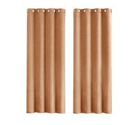 Happy Homewares Modern Textured Linen Fabric Lined Blackout Eyelet Curtains - Pair in Burnt Orange | Size: 117 cm width x 137 cm drop Happy Homewares Burnt Orange 117 cm width x 137 cm drop