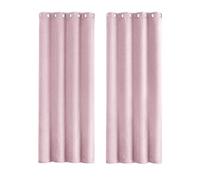 Happy Homewares Modern Textured Linen Fabric Lined Blackout Eyelet Curtains - Pair in Pink | Size: 117 cm width x 137 cm drop Happy Homewares Pink 117 cm width x 137 cm drop