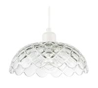 Happy Homewares Modern Thick Transparent Glass Light Shade with Wavy Scalloped Edge