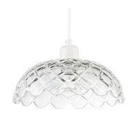 Happy Homewares Modern Thick Transparent Glass Light Shade with Wavy Scalloped Edge
