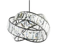 Modern Three Ring Matte Black Pendant Lighting Shade with Transparent Acrylic Rectangular Prisms | 18cm x 28cm | for Bedroom Dining Room Lounge etc by Happy Homewares