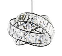 Modern Three Ring Matte Black Pendant Lighting Shade with Transparent Acrylic Rectangular Prisms | 18cm x 28cm | for Bedroom Dining Room Lounge etc by Happy Homewares