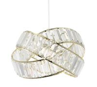 Happy Homewares Modern Three Ring Gold Pendant Shade with Transparent Acrylic Prisms