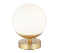 Happy Homewares Modern Touch Dimmable Led White Globe Glass Table Lamp With Brushed Gold Base