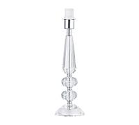 Modern Transparent K9 Crystal Glass Table Lamp Base with Faceted Spheres and Silver Plated Trim | 1 x E14 60w Maximum | 28cm Height by Happy Homewares