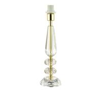Happy Homewares Modern Transparent K9 Crystal Glass Table Light Base with Faceted Spheres and Gold Plated Trim | 1 x E14 7w Maximum | 28cm Height