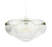 Happy Homewares Modern Transparent Mini Line Ribbed Glass Pendant Bowl Lamp Shade