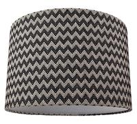 Contemporary and Trendy Zig Zag Chevron Effect Black and White Cotton Fabric 12" Lamp Shade | 30cm Diameter | 60w Maximum by Happy Homewares