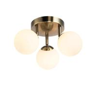 Happy Homewares Modern Triple Adjustable Opal Glass Globe IP44 Rated Bathroom Brushed Antique Brass Light Fitting| 3 x 18w G9 Required | 16cm x 30cm
