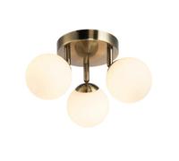 Happy Homewares Modern Triple Adjustable Opal Glass Globe IP44 Rated Bathroom Brushed Antique Brass Light Fitting| 3 x 18w G9 Required | 16cm x 30cm