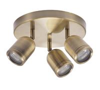 Happy Homewares Modern Triple Spot Ip44 Antique Brass Bath Ceiling Light With Adjustable Heads