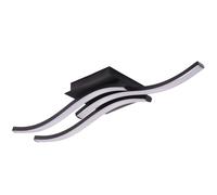 Happy Homewares Modern Triple Wavy Strip Flush LED Ceiling Light Fixture in Matte Black Sand
