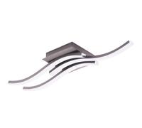 Happy Homewares Modern Designer Triple Wavy Strip Semi-Flush Energy Saving LED Ceiling Light Fixture in Matte Grey Sand | 18w = 75w | 3000k Warm White