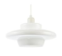 Modern and Unique UFO Disc Styled Ceiling Pendant Light Shade in Opal White Glass | 11w Maximum | 14cm x 32cm by Happy Homewares