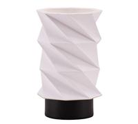 Happy Homewares Modern Unique Matte Black Table Lamp with Foldable White Geometric Shade | 23cm x 13cm | Inline Switch Button | 1 x 11w