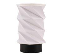 Happy Homewares Modern Unique Matte Black Table Lamp with Foldable White Geometric Shade | 23cm x 13cm | Inline Switch Button | 1 x 11w