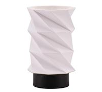 Happy Homewares Modern Unique Matte Black Table Lamp with Foldable White Geometric Shade | 23cm x 13cm | Inline Switch Button | 1 x 11w