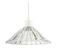 Happy Homewares Modern Vertical Fluted Thick Clear Glass Pendant Ceiling Light Shade